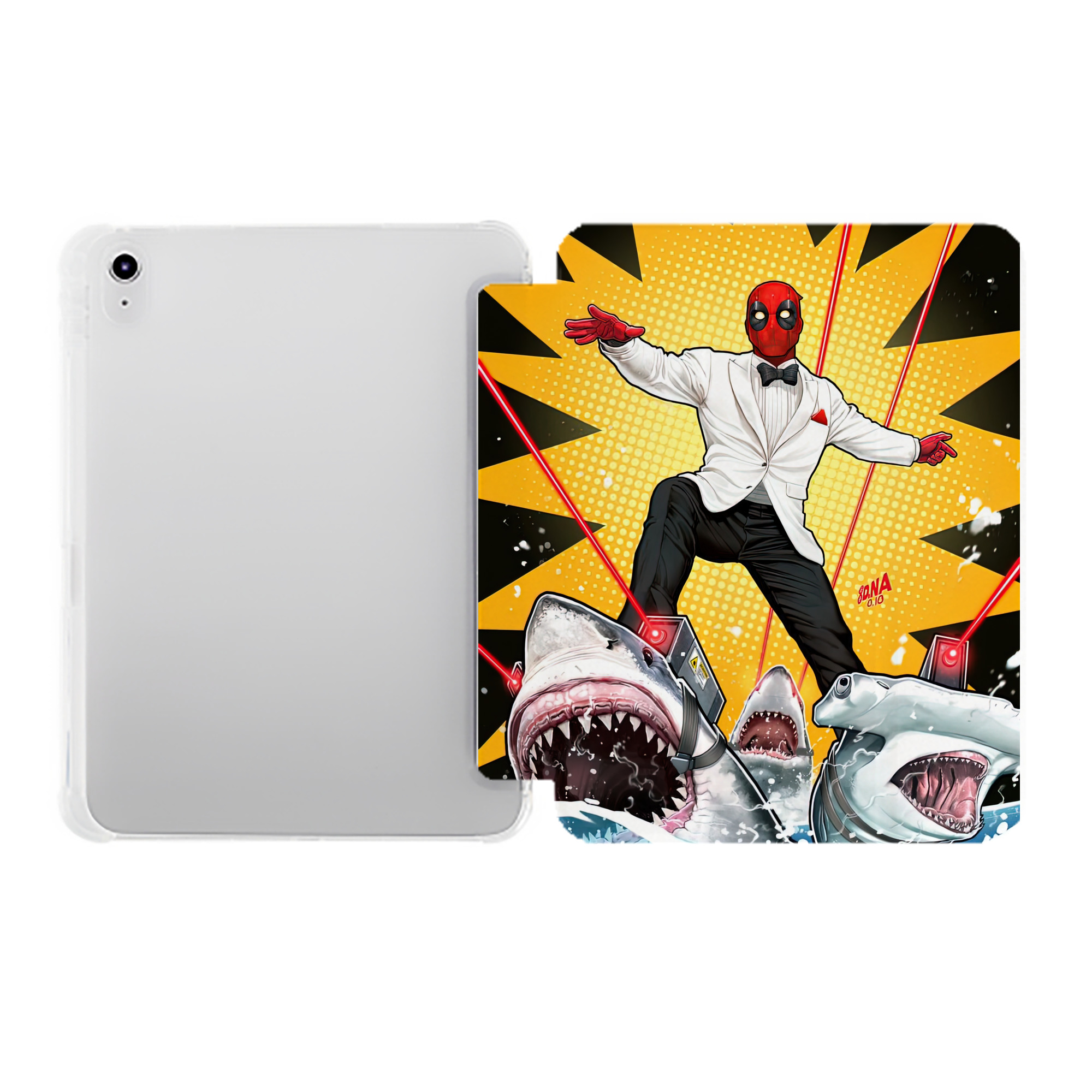 （画像用） Deadpool デッドプール IPad ケース ペン収納付き 三つ折りスタンド PUレザー×シリコン 対応機種9.5/10.5/10.9インチ